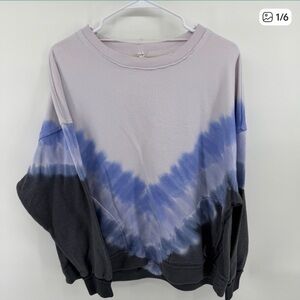 FP Movement Free People Tie Dye Sweatshirt XS Lavender Blue Charcoal OB1059795